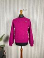 W'S Lacoste rosa Wollmix Rundhalsausschnitt quadratisch gestrickt klassische Passform Vintage Pullover 16