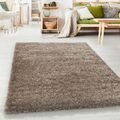 Hochflor Shaggy Wohnzimmer Teppich Soft Weichem Glanz Garn Einfarbig Taupe