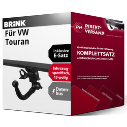 Für Touran Typ 1T1/1T2/1T3 (Brink) Anhängerkupplung abnehmbar + E-Satz 13pol SetBis 25.09. im FlashSale 10% sparen*!