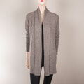 LOFT ANN TAYLOR Strickjacke S 36 Grau Taupe Meliert Lang Schalkragen 