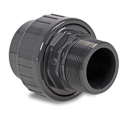 MEGA Verschraubung PVC-U 63mm 2\ Klebemuffe x Außengewinde grau 10 bar Pool"