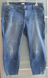 TRIANGLE s.OLIVER @ Vintage 7/8 JEANS Waschung blau Gr. 40/28 Hose Fransen