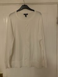 Lands' End Damen 24/26 Weiß Strickjacke Pullover Knopfleiste Langarm GC