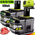 2X 18V Ori Akku 12,0Ah 6,0Ah für RYOBI One Plus Lithium RB18L50 P108 / Ladegerät