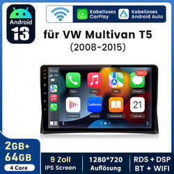 Für VW Multivan T5 Caravelle Carplay 9"Android13 Autoradio GPS Navi DAB 2+64G BT