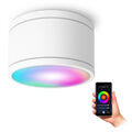 CELI-WX Bad Aufbaulampe flach IP44 weiss rund mit Smart WiFi RGB LED