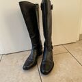 Esprit Stiefel Damen Gr 39 Schwarz Reitstiefel Glattleder Leder