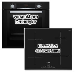 Herdset BOSCH Backofen EcoClean mit Induktionskochfeld PowerBoost autark, 60 cm