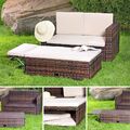 Lounge Gartenmöbel Sofa Bank Tisch klappbar Rattan Gartenset Sitzmöbel braun