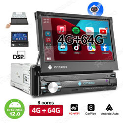 1 DIN 7" Flip-up Android 13 Carplay Autoradio GPS Navi WiFi DSP BT FM RDS 4+64GB