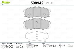 Bremsbelagsatz Scheibenbremse VALEO 598942 für CHEVROLET L07 CAPTIVA ANTARA OPEL