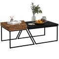 Couchtisch 2er Set Beistelltisch mit Stahlrahmen, Geometrischem Industriedesign