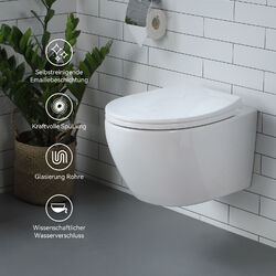 Komplett Set Wand Bidet & Spülrandloses Hänge WC Toilette mit Soft Close Sitz