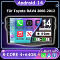 8-CORE CarPlay Autoradio Für 2006-12 Toyota RAV4 Navi Android14 GPS 4GB+64GB AHD