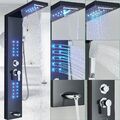 Schwarz Duschpaneel LED Edelstahl Duschset Duschsäule Regendusche Duscharmatur