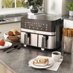 HOMCOM 8,5 L Dual Air Fryer mit 8-in-1 Pre Sets und Digitalanzeige 