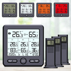 LCD Wetterstation Farbdisplay Thermometer Hygrometer mit 3 Innen Außen Sensor