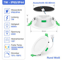 Rund 68mm LED Einbaustrahler Deckenspot Ultraslim Einbau Leuchte Flach Panel