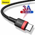 Baseus USB C Kabel 3A Schnell Ladekabel für Samsung Type C Datekabel 2m Nylon