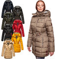 Navahoo Damen Winterjacke Steppjacke Winter Jacke lang Stepp warm Teddyfell B876