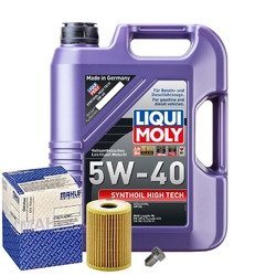 Motoröl 5W40 LIQUI MOLY Synthoil High Tech 5L+MAHLE Ölfilter+Ölablassschraube