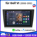 6+128G Android 13 Autoradio GPS Navi WiFi DAB SWC Carplay Für VW Golf VI 2008-12