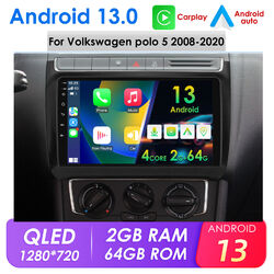 2+64GB Android 13 Carplay Für VW Polo 6R 6C 9N 2008-2015 Autoradio GPS NAVI RDS