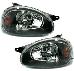 Scheinwerfer Set in Klarglas Schwarz für OPEL CORSA B 3/93-9/00 + COMBO B 7/94-