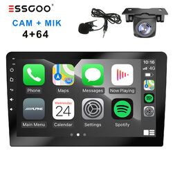 4+64G 2Din 9 ZOLL Android 13 Carplay Autoradio GPS Sat NAV FM WiFi Bluetooth KAM