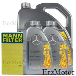 7L ORIGINAL MERCEDES MOTOROEL 5W40 MB 229.5 MIT MANN FILTER OELFILTER HU 821 x