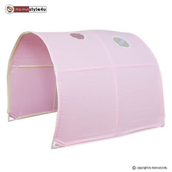 Hochbett Spielbett Kinderbett mit Rutsche Turm Vorhang pink 90x200 Homestyle4u