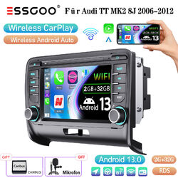 Autoradio Android 13 2+32G Apple Carplay RDS GPS Navi Für Audi TT MK2 8J 2006-12