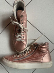 Leder High Sneaker Rose Metallic aus Italien Gr. 40