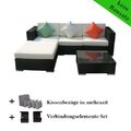 Poly Rattan Gartenmöbel Houston schwarz Alu Garnitur Lounge Garten Sitzgruppe 