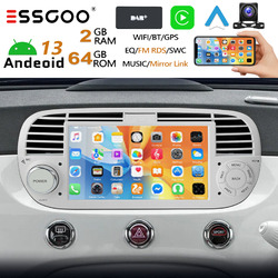 7" DAB+ Für Fiat 500 2007-2015 Autoradio Android 13 Carplay GPS WIFI RDS 64G KAM