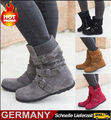 Damen Schlupfstiefel Stiefeletten Schnür Boots Winterschuhe Warm Neue Mode