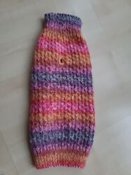 Hundepullover Strick Selbstgestrickt Regenbogen  Farbverlauf 30 Cm Rückenlänge 