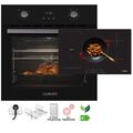 KB-ELEMENTS Herdset 70L Einbaubackofen 60cm + 77cm 5-Zonen Induktionskochfeld