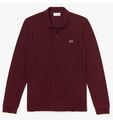 LACOSTE Herren Langarm Poloshirt Shirt bordeaux rot classic fit Gr S Longsleeve