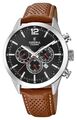 Festina Herren-Chronograph | Schwarzes Zifferblatt | Braunes Lederband F20542/6