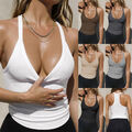 Sexy Damen V-Neck Trägertop Freizeit Tank Top Ärmellos Weste Sommer Unterhemd DE