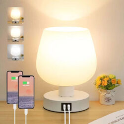 Tischlampe mit 2 USB-Ladefunktion Touch Dimmbar Nachttischlampe Moderne DE