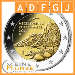 5 x 2 Euro 2024 Münze Mecklenburg Vorpommern - Königsstuhl Satz Set ADFGJ DE★ Multi-Rabatt: 2 Sätze nur je 14,83€! ★ 0€ Versand! ★