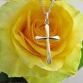 Kreuz Anhänger mit Kette Echt Silber Schmuck 925 Silberkreuz Collier Firmung neu