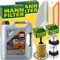 MANN INSPEKTIONSPAKET+5L LIQUI MOLY 5W-30 ÖL passend für AUDI A4 B8 A5 8T 2.0TDI