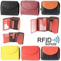 RFID Schutz Geldbörse Damen Portemonnaie Echt Leder Frauen Portmonee Brieftasche