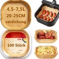 PETHREE Backpapier für Heißluftfritteuse 4,5-7,5L XXL, 100 Stück BPA-frei Ver...