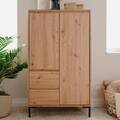 Kommode mit 2 Schubladen Holz Highboard Massiv Eiche Sidebaord  Homestyle4u