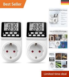 Benutzerfreundliche Digitale Steckdose mit Countdown und 2 Programmen, 2er Set