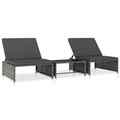 Sonnenliege 2Stk. mit Tisch Gartenliege Relaxliege Liegestuhl Poly Rattan vidaXL